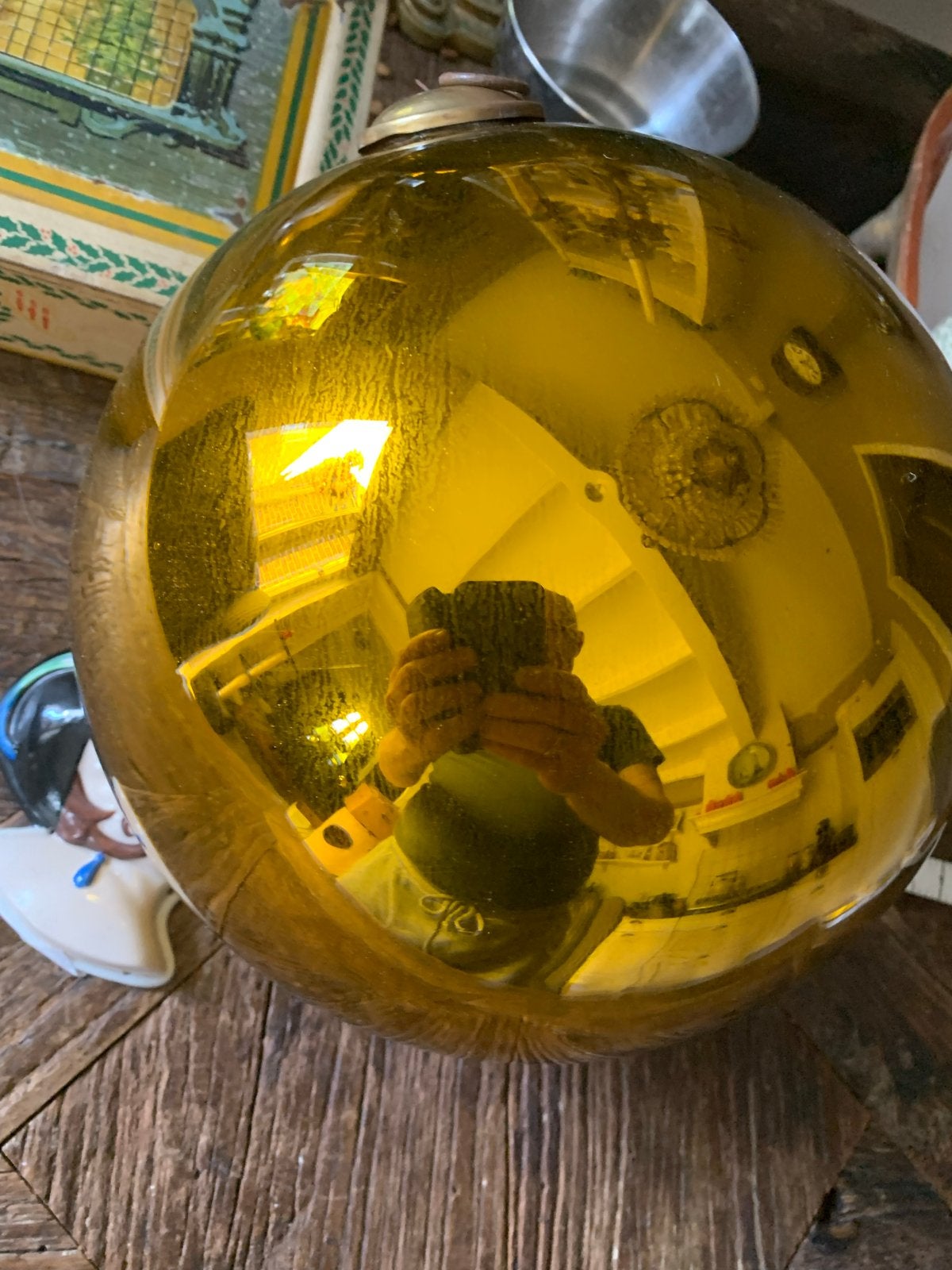 Grote gouden heksenbal / kerstbal - Vintage decoratie, Ophalen of Verzenden