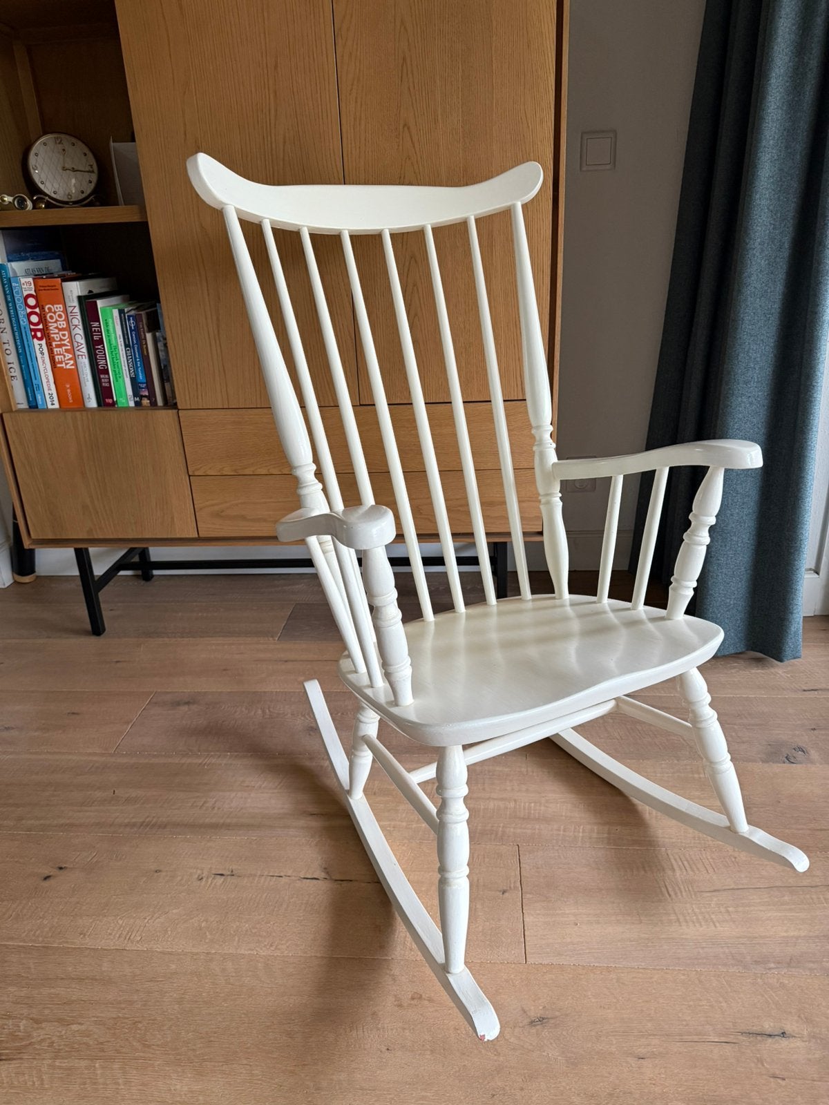 Antieke houten schommelstoel wit, Ophalen, Gebruikt, Stoel(en)