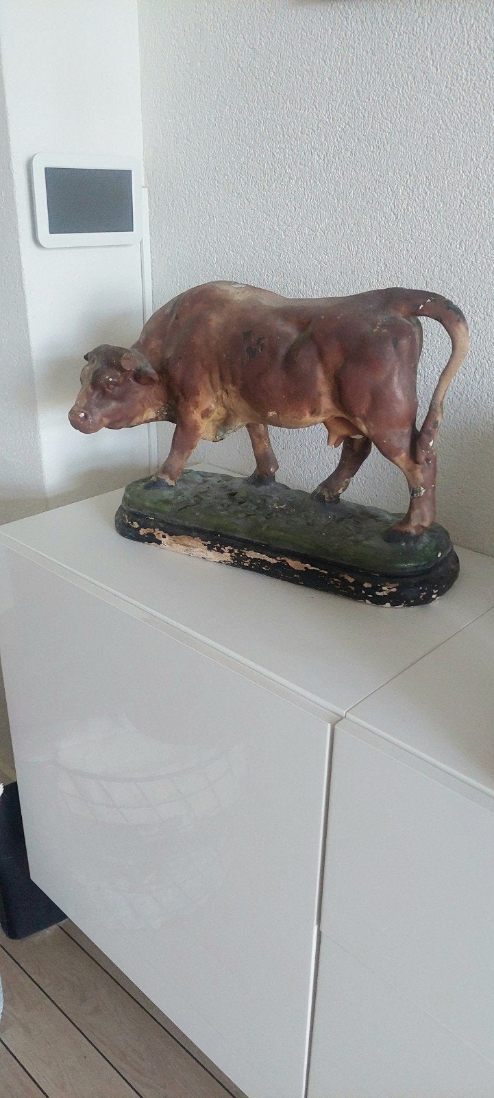 Antieke Plasteren Koe - Slagerij Decoratie, Ophalen