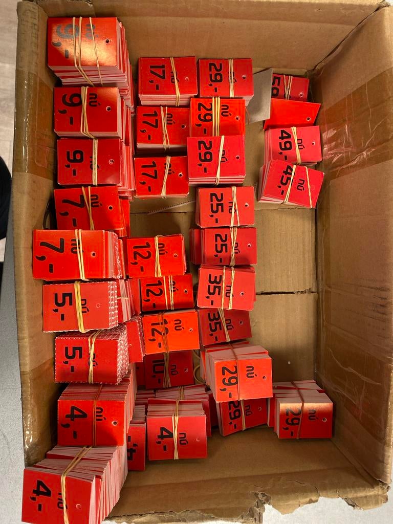 Rode prijskaartjes met prijs naar keuze per 300 stuks, Hobby en Vrije tijd, Ophalen of Verzenden, Nieuw