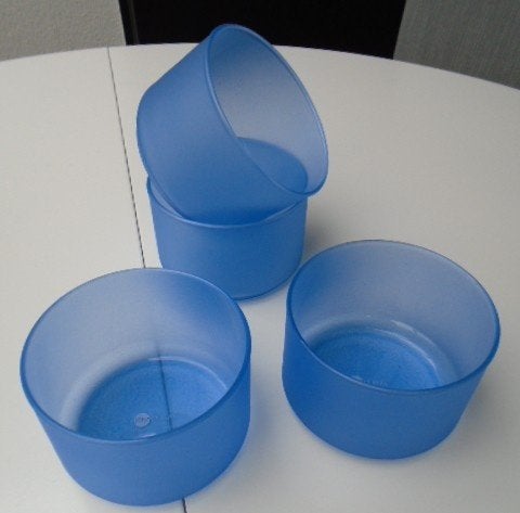 GLAZEN KOMMETJES IN BLAUW 4 stuks Nieuw, -, -, Nieuw, Ophalen of Verzenden