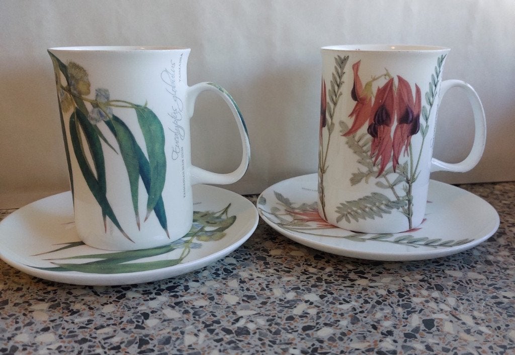 2 bekers mokken en 2 schotels Ashdene, Gebruikt, Overige merken, Ophalen of Verzenden, Overige stijlen