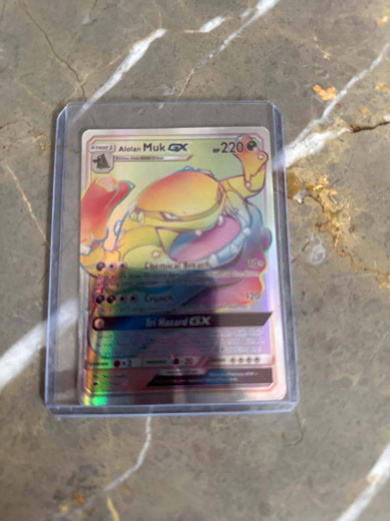 Alolan Muk GX Rainbow Rare Pokémon Kaart, Ophalen of Verzenden, Zo goed als nieuw, Losse kaart, Foil