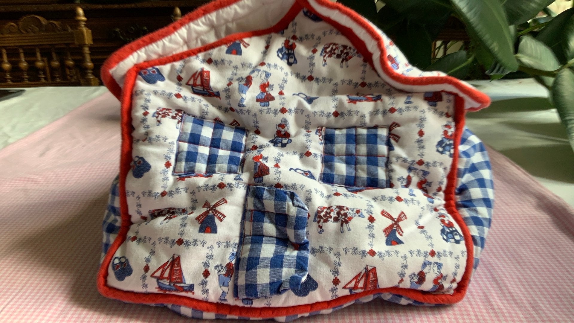 Katoenen opberger rood-wit-blauw/in vorm van huis, Ophalen of Verzenden, Zo goed als nieuw