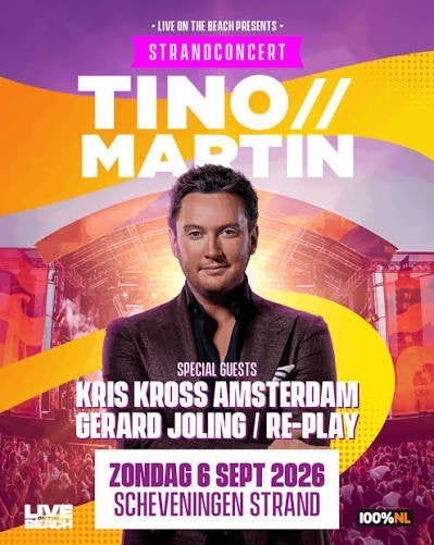 2 of 4 tickets Tino Martin Live At The Beach 6 september, Twee personen, September, Levenslied