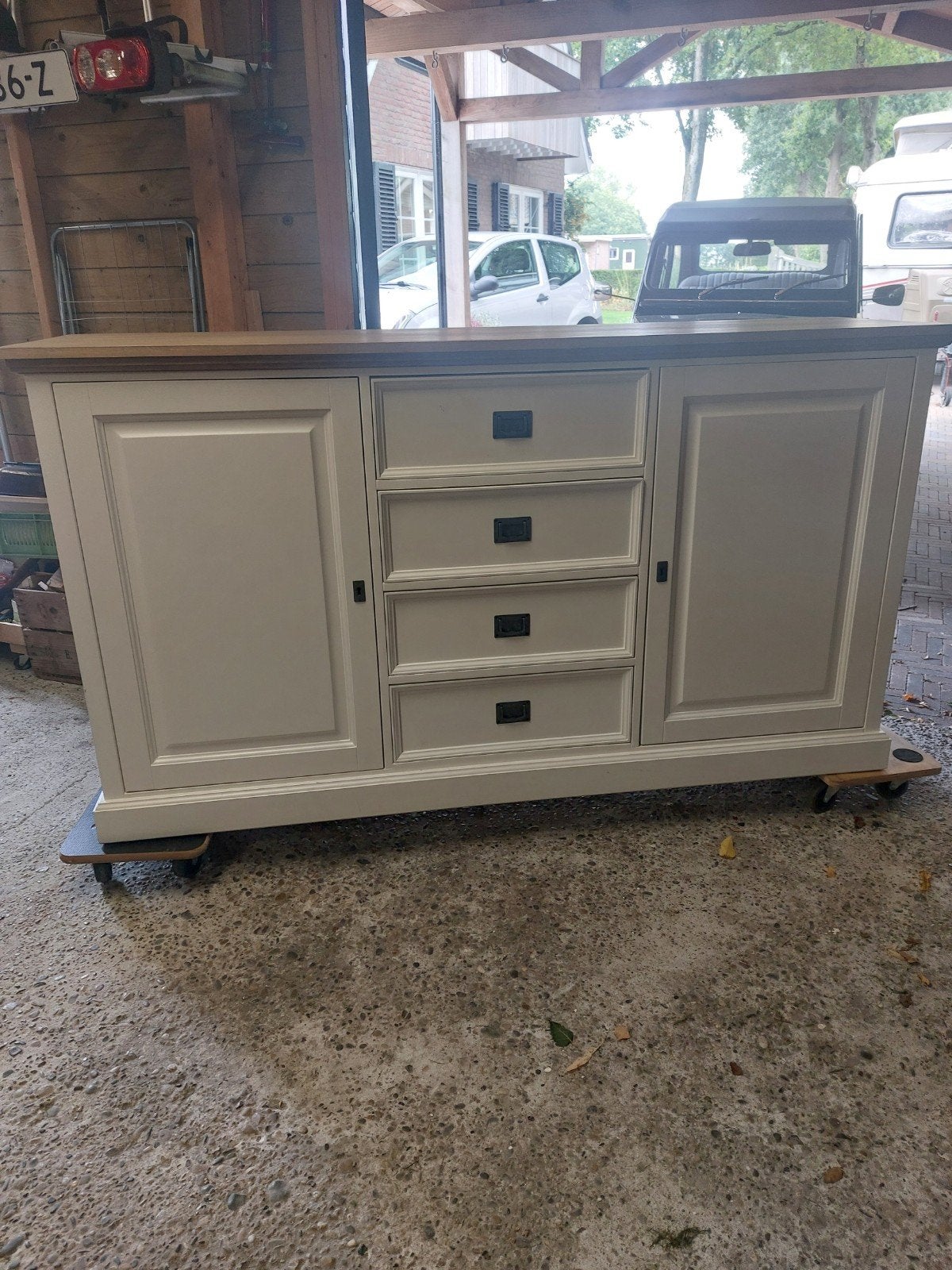 Massief dressoir, Ophalen, Zo goed als nieuw, Eikenhout, Riviera Maison