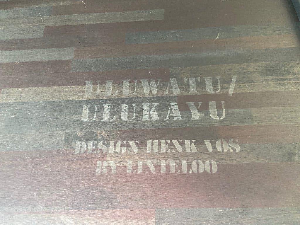 Linteloo Uluwatu eetkamertafel 225-100 Design Henk Vos, Gebruikt, 100 tot 150 cm, 200 cm of meer, Vijf personen of meer