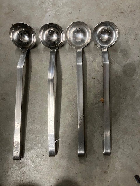 Soeplepels 80 mm en 100 mm ex NL leger oa veldkeuken, Overige typen, Zilver, Ophalen of Verzenden, Zo goed als nieuw