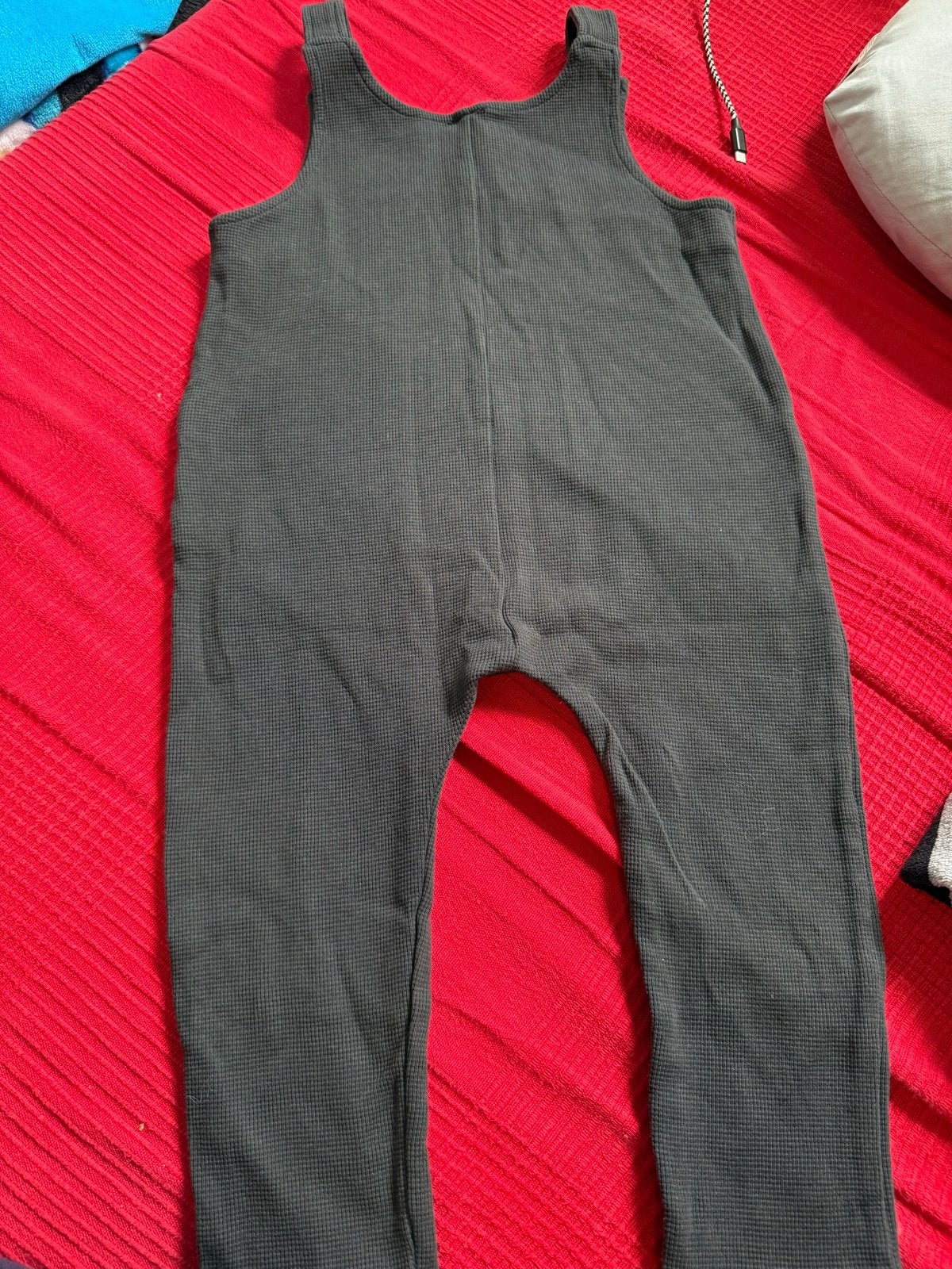 H&M Wafelstof Salopette - Donkergrijs, Ophalen of Verzenden, Zo goed als nieuw, Jongen of Meisje, Broek