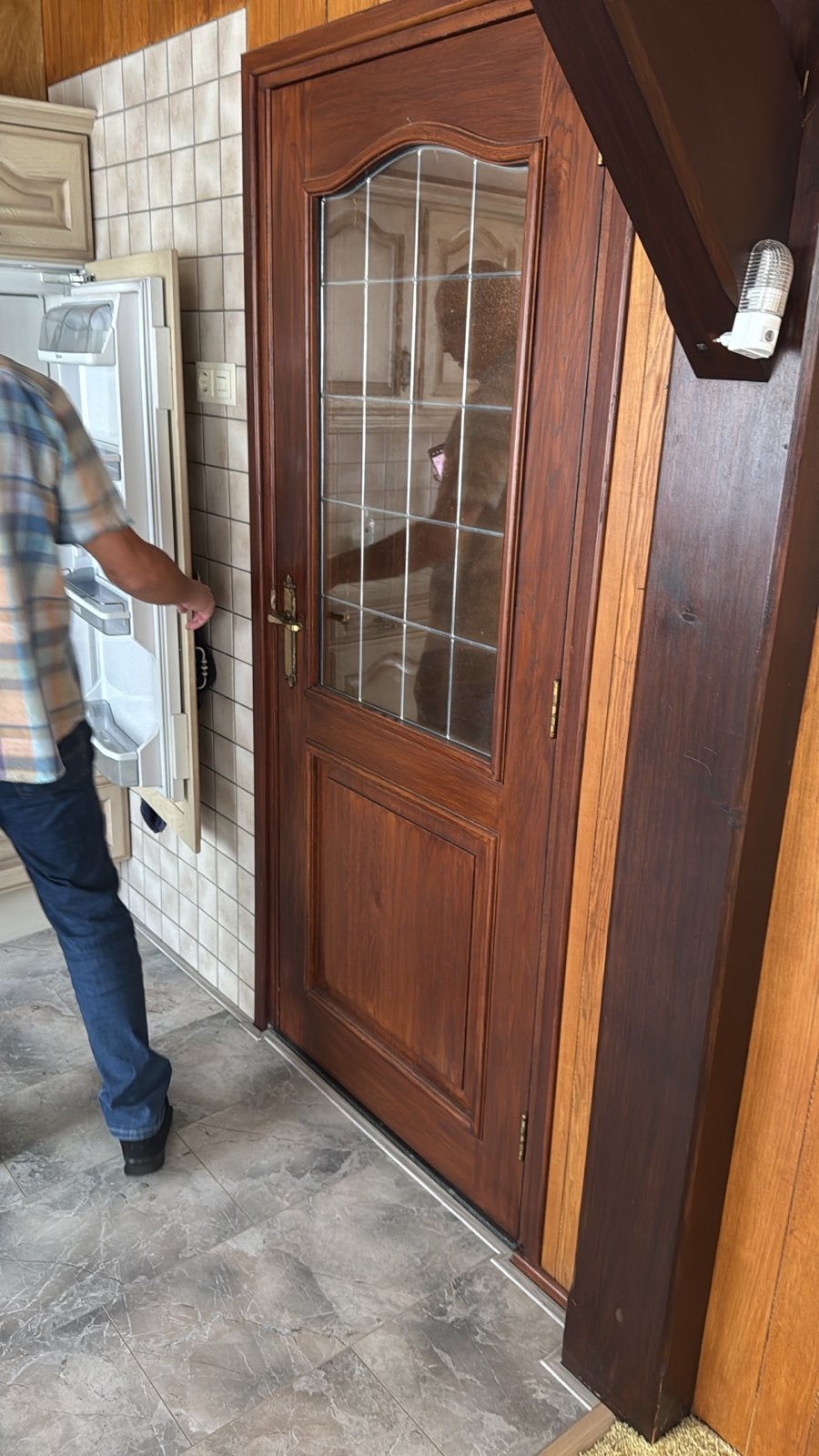 Prachtige houten deuren met glas in lood en dichte deur, Ophalen, Gebruikt, 80 tot 100 cm, Binnendeur