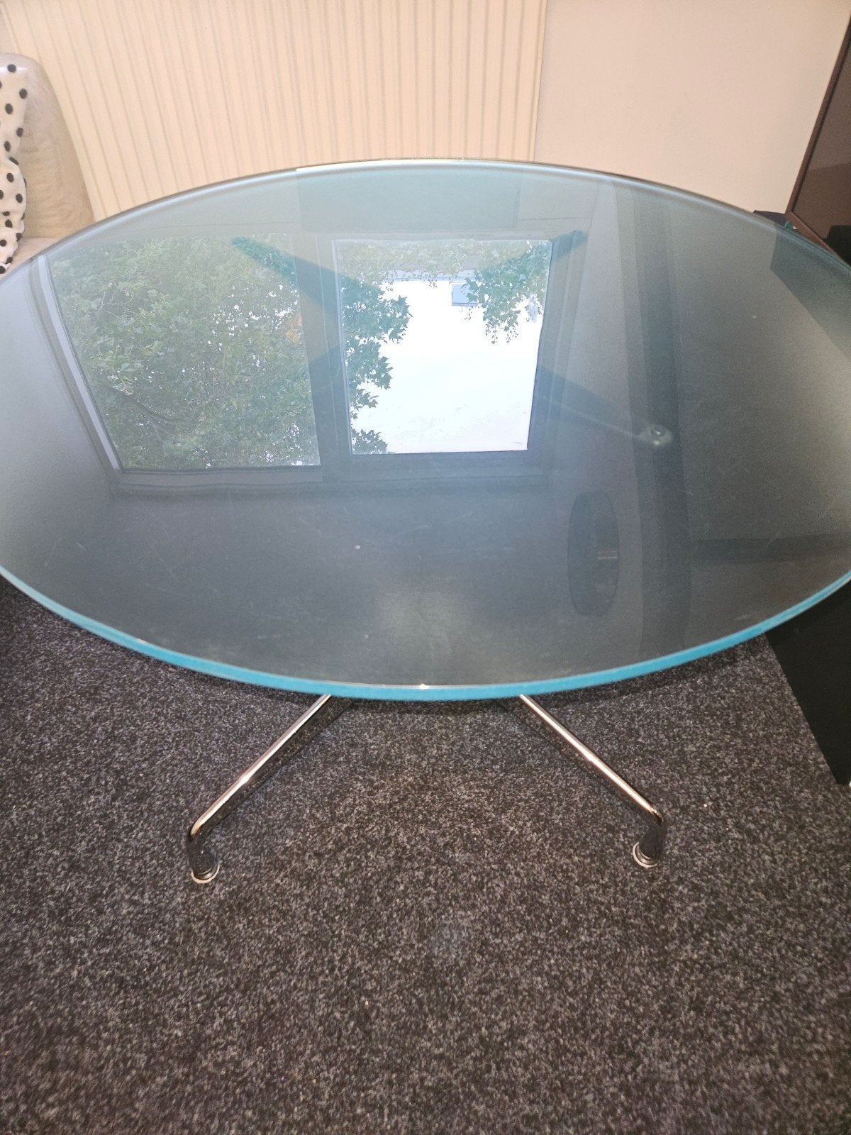 Originele Vitra Eames Table - Glazen Ronde Tafel, Gebruikt, Rond, Ophalen of Verzenden, Modern design, Mid-century modern
