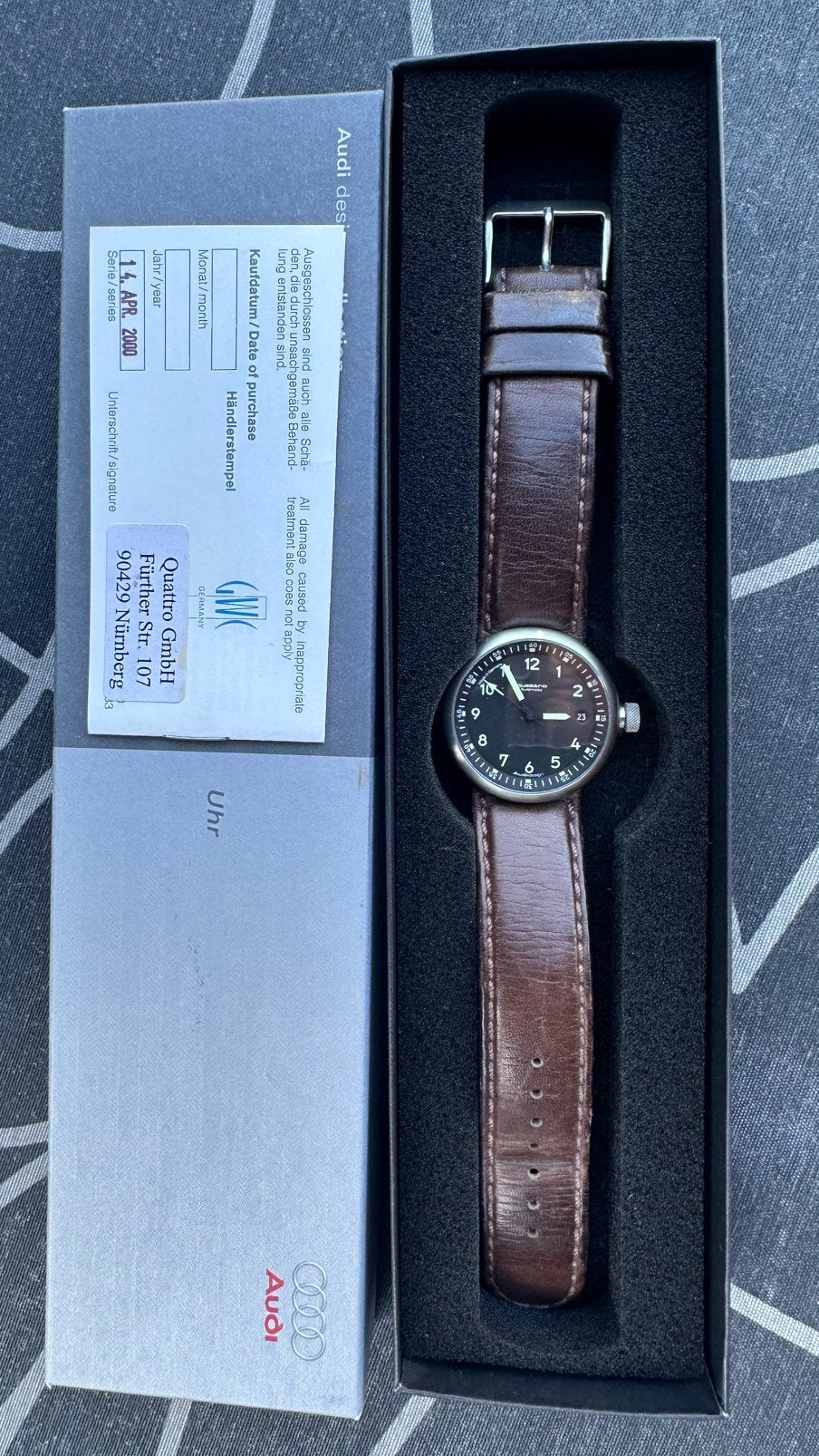 Originele Audi Quattro horloge Automatisch, Ophalen of Verzenden, Zo goed als nieuw, Overige merken
