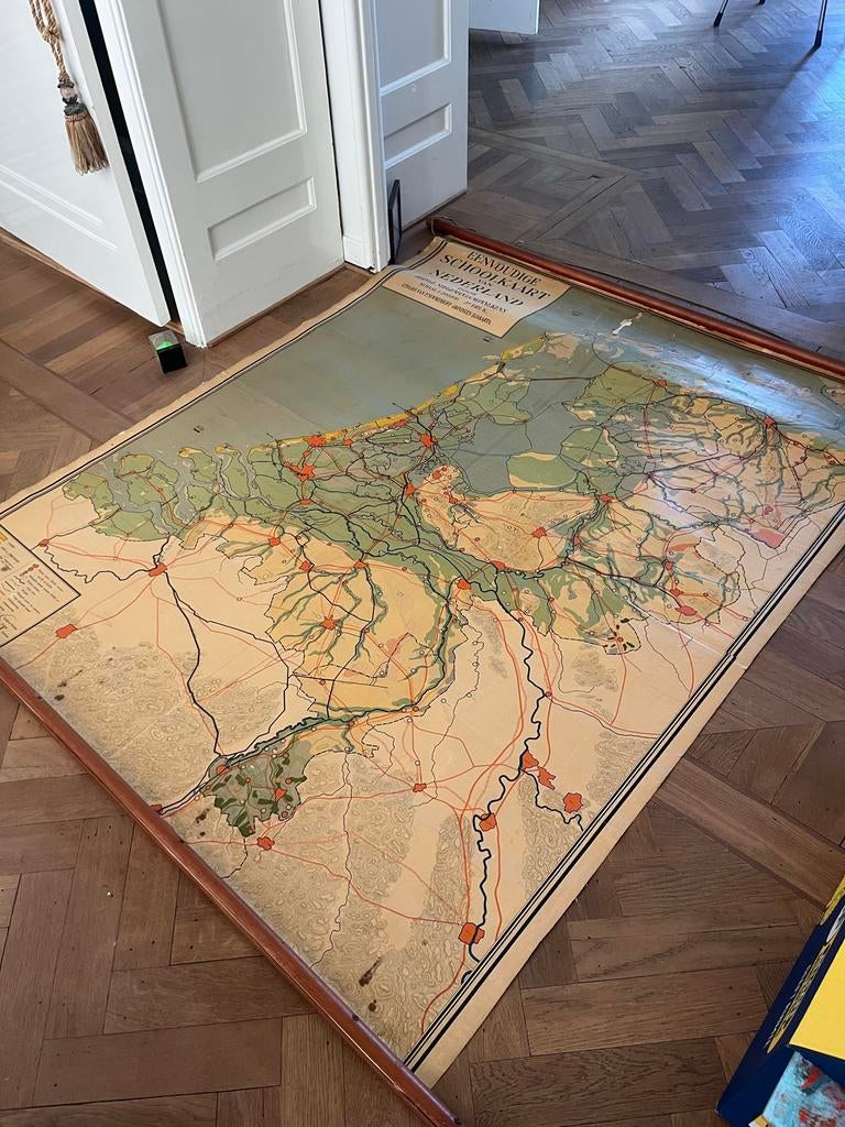 Vintage Schoolkaart Nederland - Luinge Stegeman & Nonnekens, Antiek en Kunst, Ophalen, Aardrijkskunde