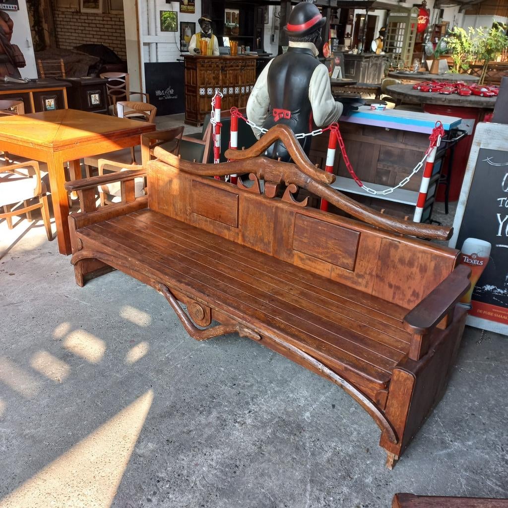 Prachtige houten tuinbank halbank, Ophalen