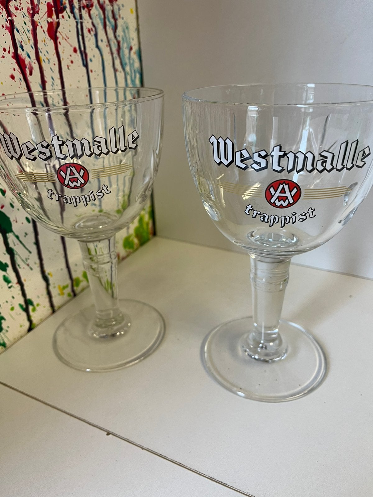 Westmalle bierglazen set van 2 glazen, Verzamelen, Ophalen of Verzenden, Nieuw, Glas of Glazen, Overige merken