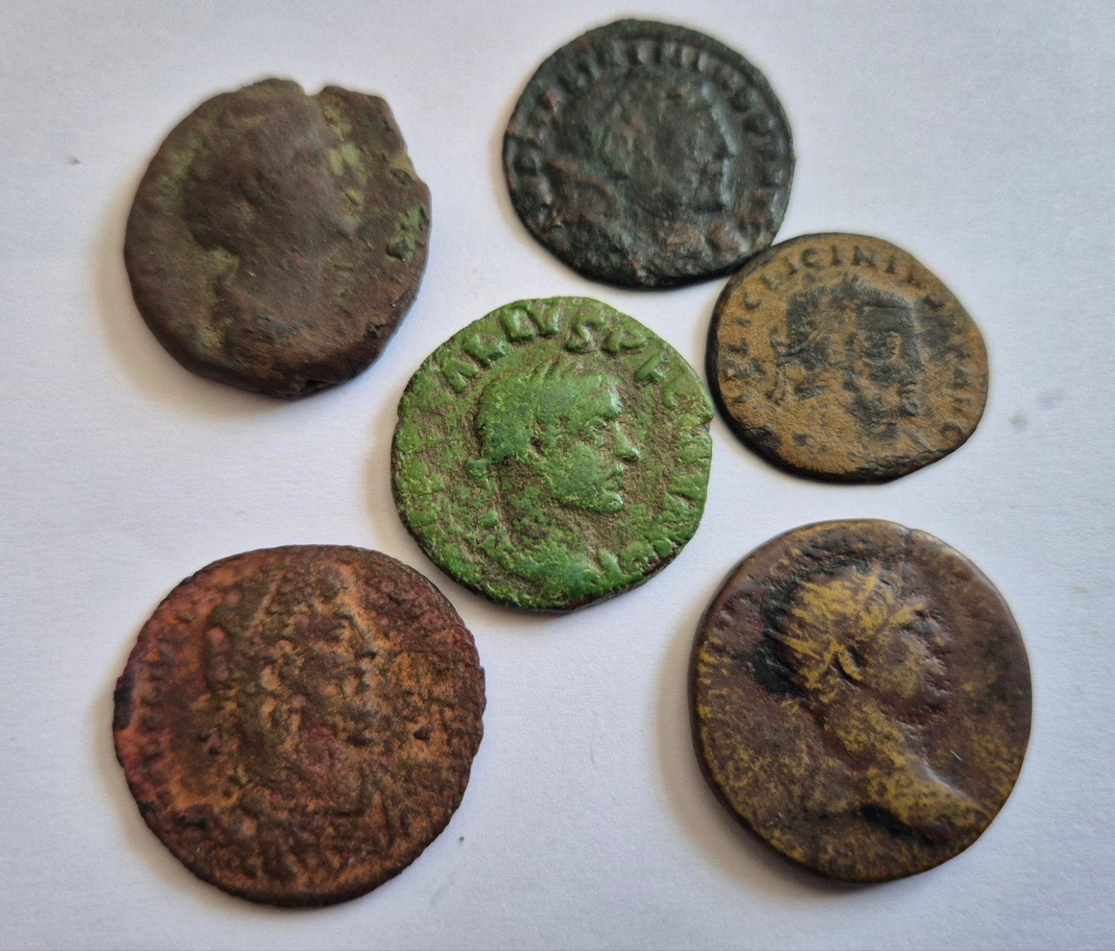 5 authentieke romeinse munten bodemvondst., Ophalen of Verzenden, Overige landen, Setje