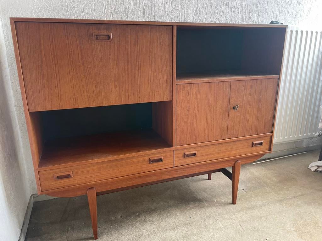 Mid-Century Modern Highboard Teak Jaren ‘60 Design-Icoon, Ophalen, Huis en Inrichting