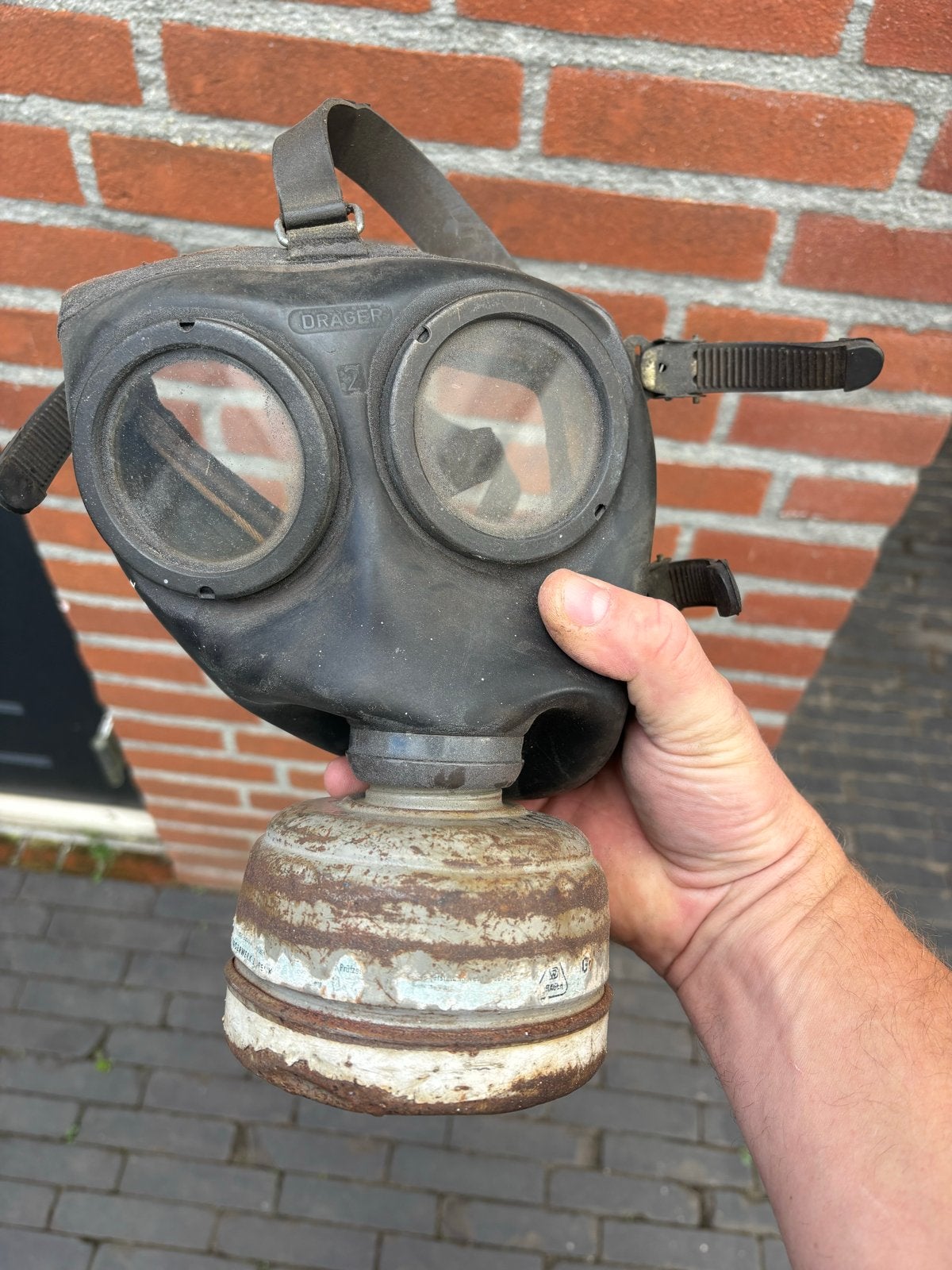Oud Dräger gasmasker (brandweer) in goede conditie, Ophalen of Verzenden, Overige soorten, Overige gebieden, Overige typen