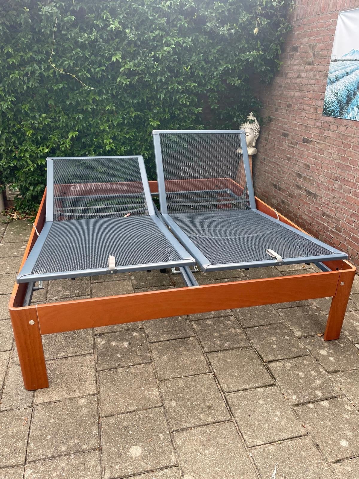 Auping Auronde bed kersen 180x200x48 incl spiralen, Ophalen, Zo goed als nieuw, Tweepersoons, Hout