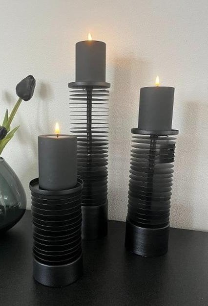 VTW Kandelaar Manta set-3 zwart metaal Nieuw!, Nieuw, Ophalen of Verzenden, 40 cm, Metaal