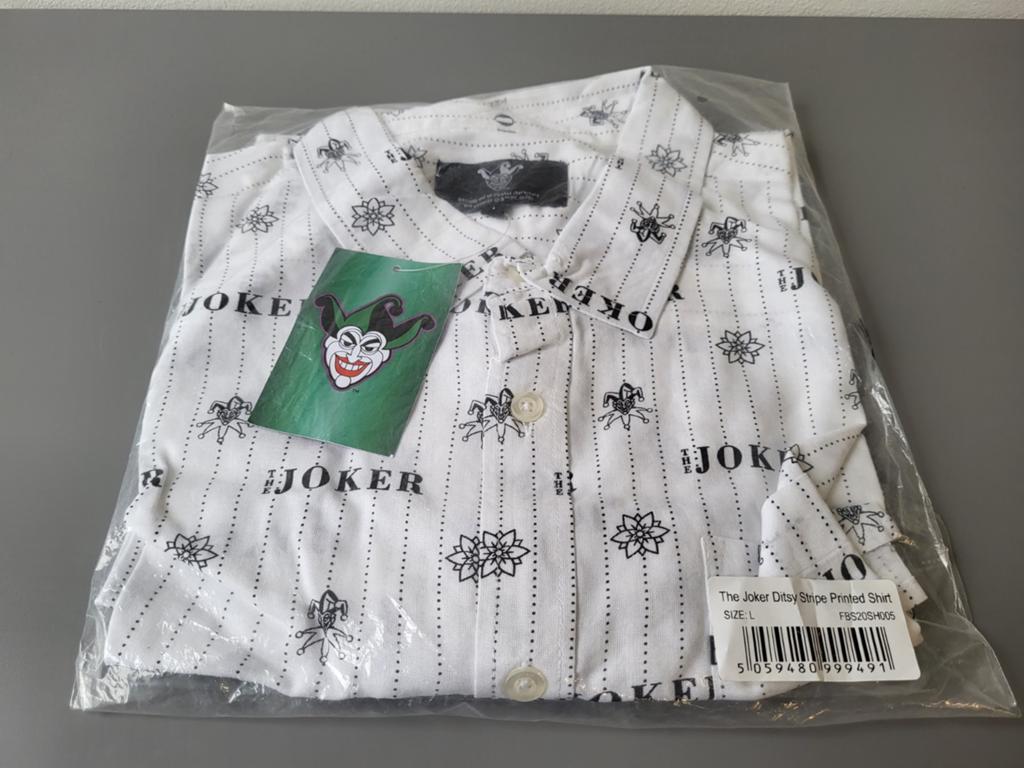 NIEUW DC Batman Limited Edition The Joker Ditsy Stripe Shirt, Ophalen of Verzenden, Nieuw, Wit, Halswijdte 41/42 (L)