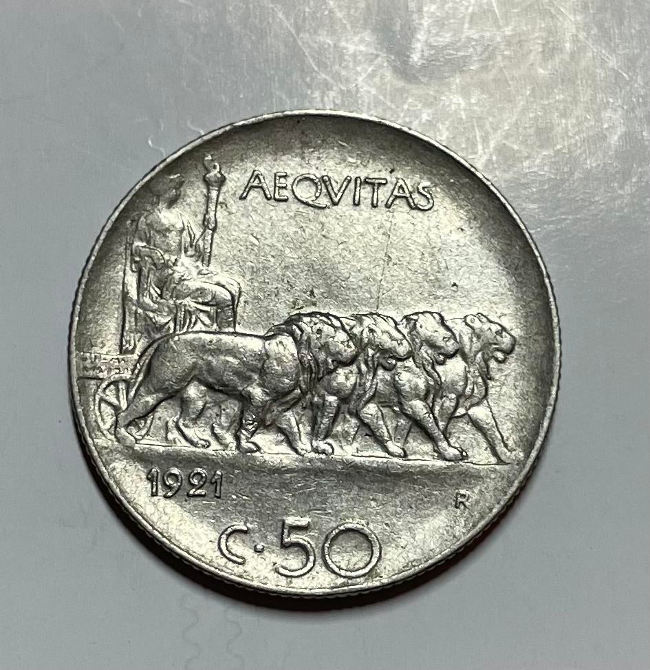 50 cent Italië 1921, Ophalen of Verzenden