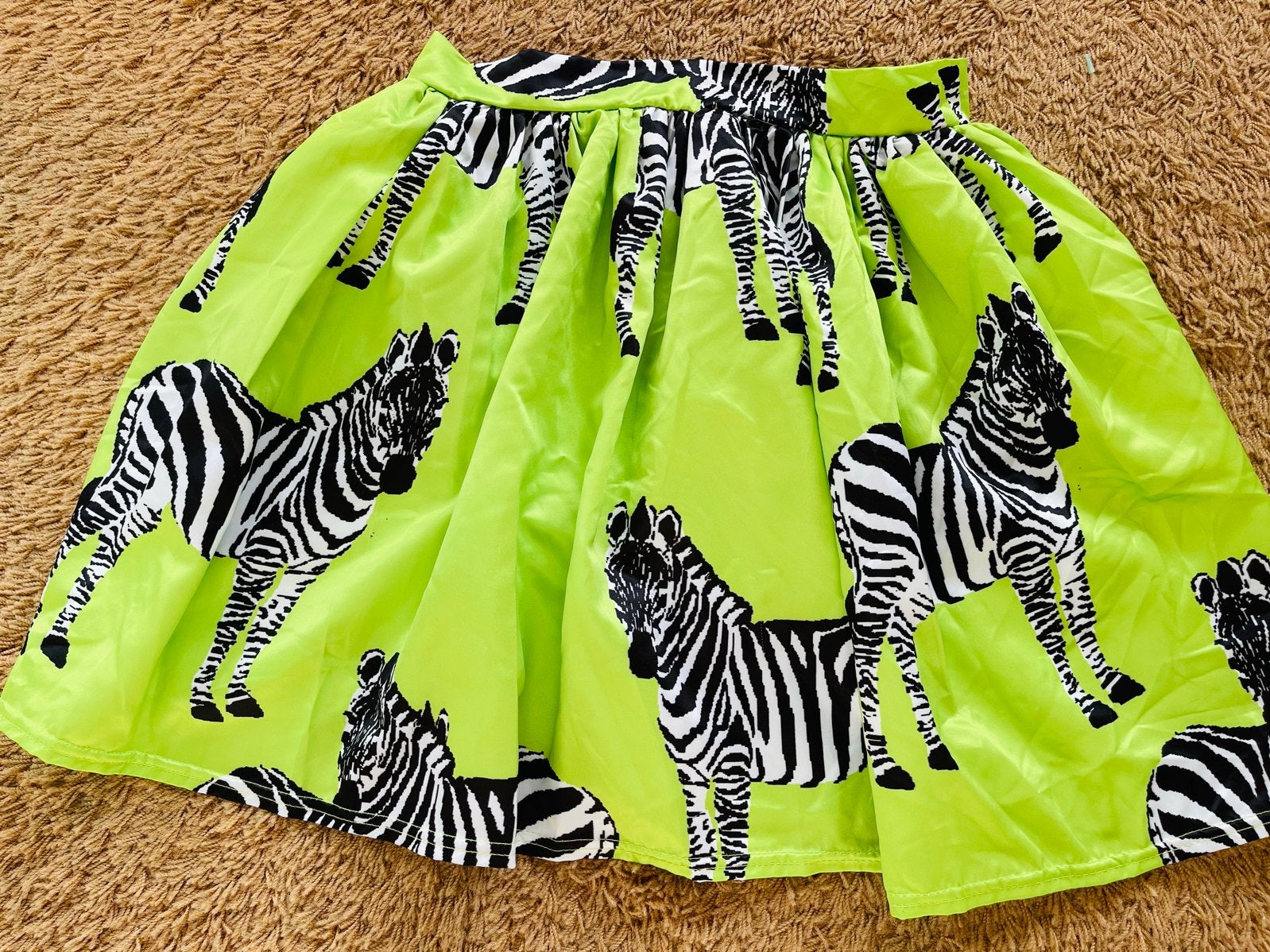 Neon Groene Zebra Print Rok Maat M, Kleding | Dames, Maat 38/40 (M), Ophalen of Verzenden, Zo goed als nieuw, Boven de knie