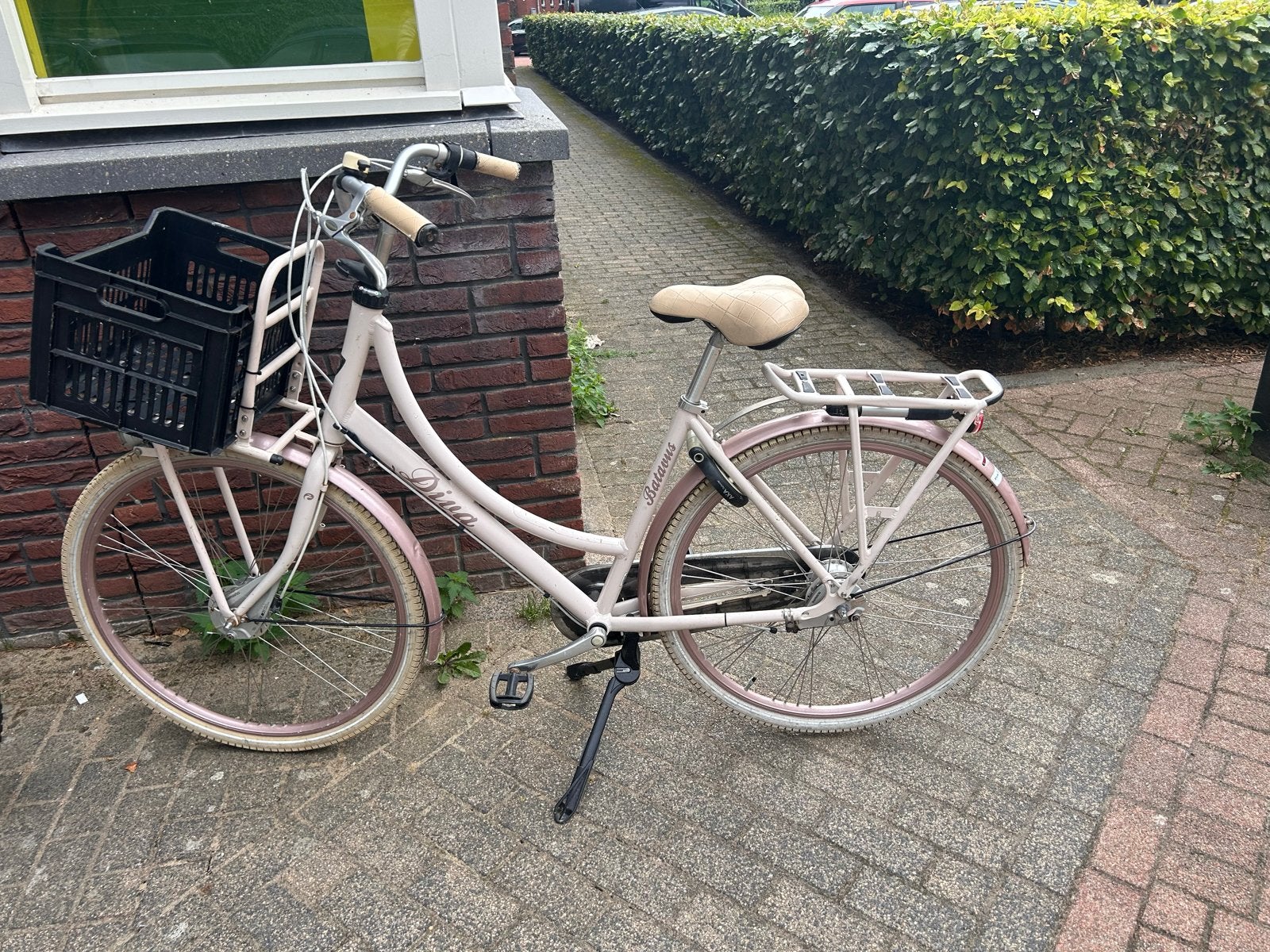 Batavus Diva Damesfiets - Roze met Voordrager, Fietsen en Brommers, Fietsen | Dames | Damesfietsen, Ophalen, Gebruikt, Velgrem