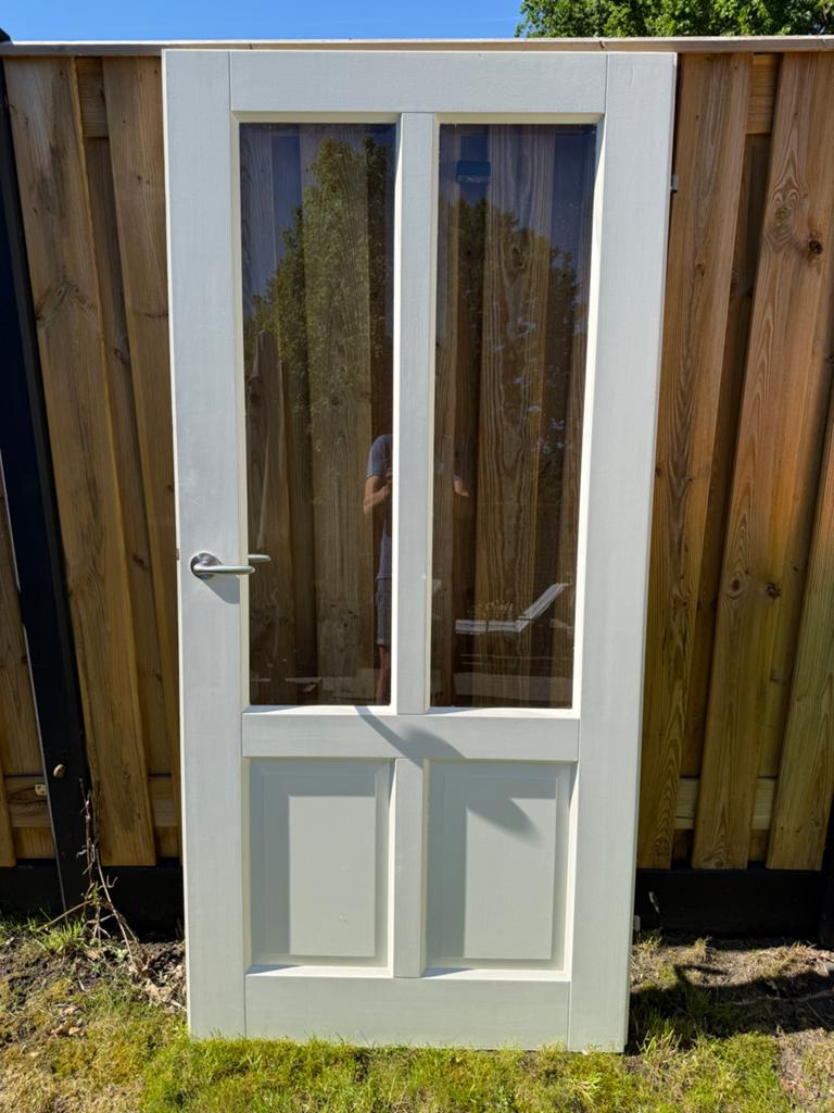 Skantrae opdekdeure  1x met glas en 1x zonder en deurbeslag, Ophalen, Gebruikt, 80 tot 100 cm, Binnendeur