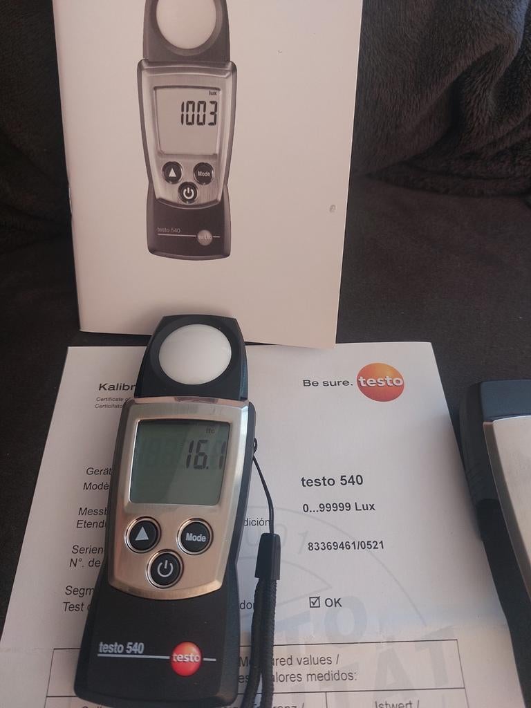 Testo 540 Luxmeter - Lichtmeter met kalibratieprotocol, Ophalen of Verzenden, Zo goed als nieuw, Licht
