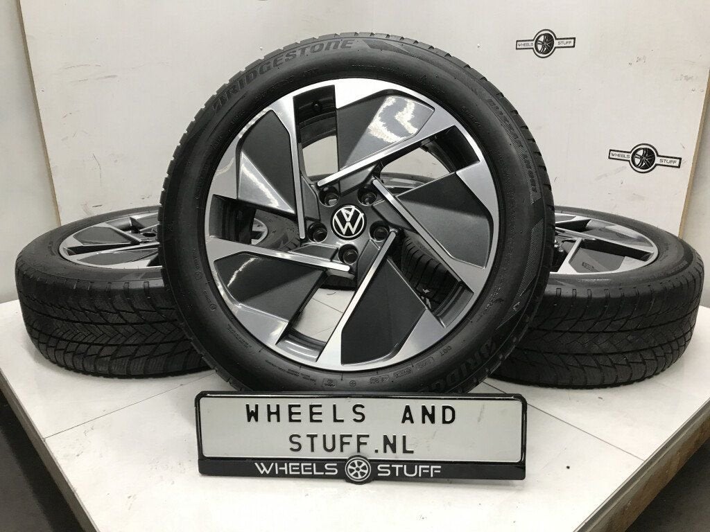VW ID3 lichtmetaal velgen 18 winterbanden 5x112, Ophalen, Gebruikt, 18 inch, Banden en Velgen