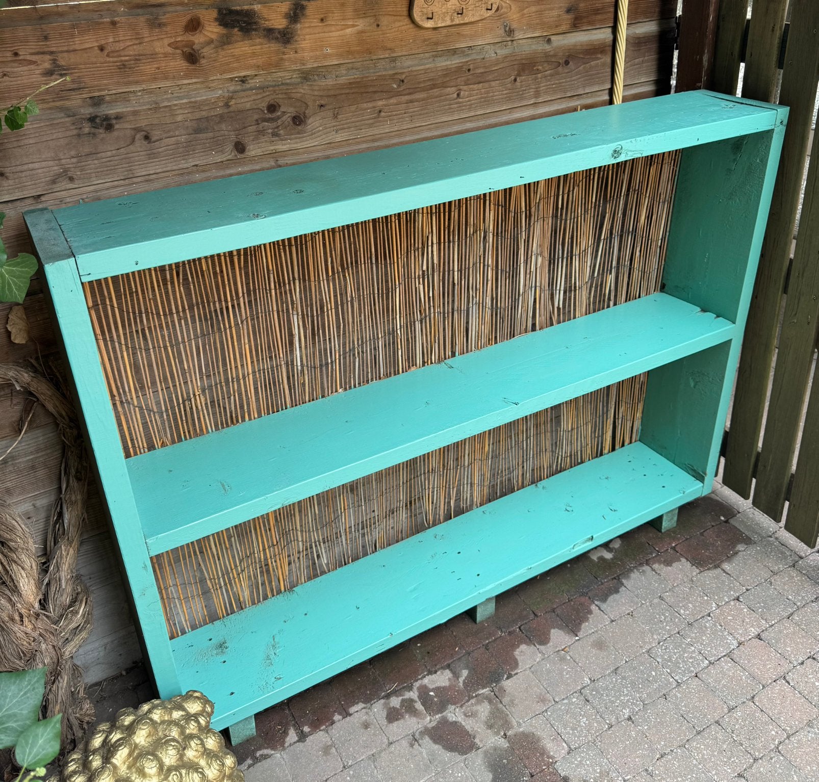Houten sidetable voor buiten, Huis en Inrichting, Tafels | Sidetables, Ophalen, Gebruikt, 100 tot 150 cm, Minder dan 25 cm