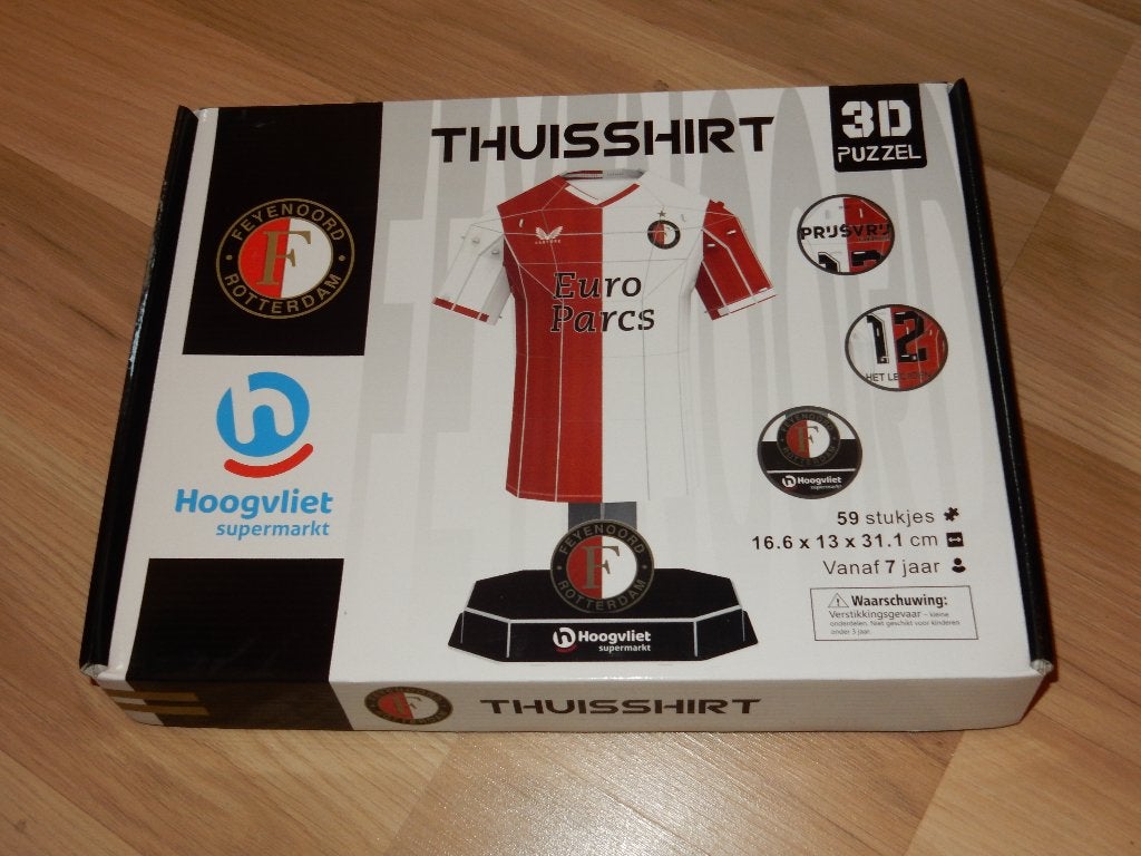 Feyenoord thuisshirt 3D puzzel – te koop., Ophalen of Verzenden, Minder dan 500 stukjes, Nieuw, Rubik's of 3D-puzzel