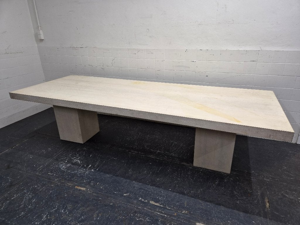 Massief eiken eettafel / eetkamertafel 300 cm met zuilpoot, Gebruikt, 100 tot 150 cm, 200 cm of meer, Ophalen of Verzenden