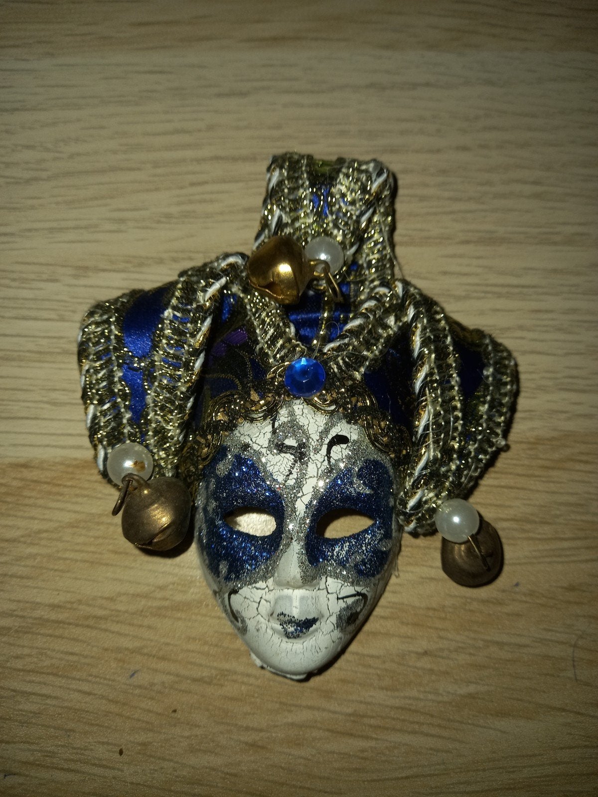 Venetiaans Masker Ornament - Blauw/Goud, Antiek en Kunst, Curiosa en Brocante, Ophalen