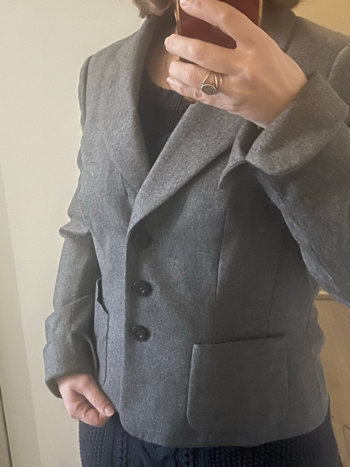 Escada wollen kuce blazer / jasje - grijs M / L, Maat 38/40 (M), Ophalen of Verzenden, Zo goed als nieuw, Jasje