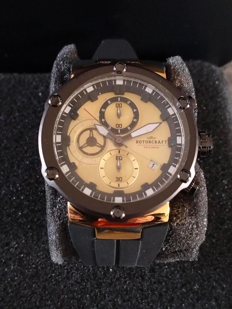 Nieuw Rotorcraft Rock Chrono Horloge - Goud/Zwart, Staal, Polshorloge, Nieuw, Kunststof