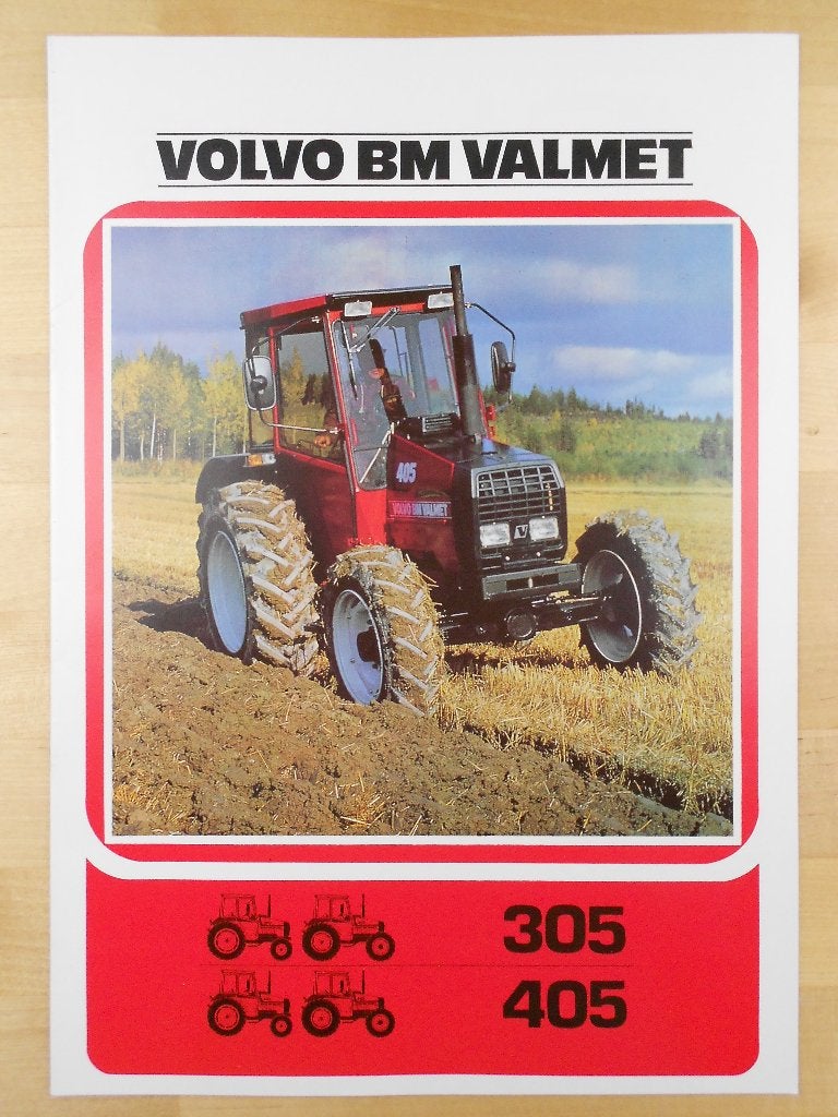 Volvo BM Valmet 305 405 Trekker Tractor Brochure 1986, Folder, Zo goed als nieuw, Volvo, Ophalen of Verzenden