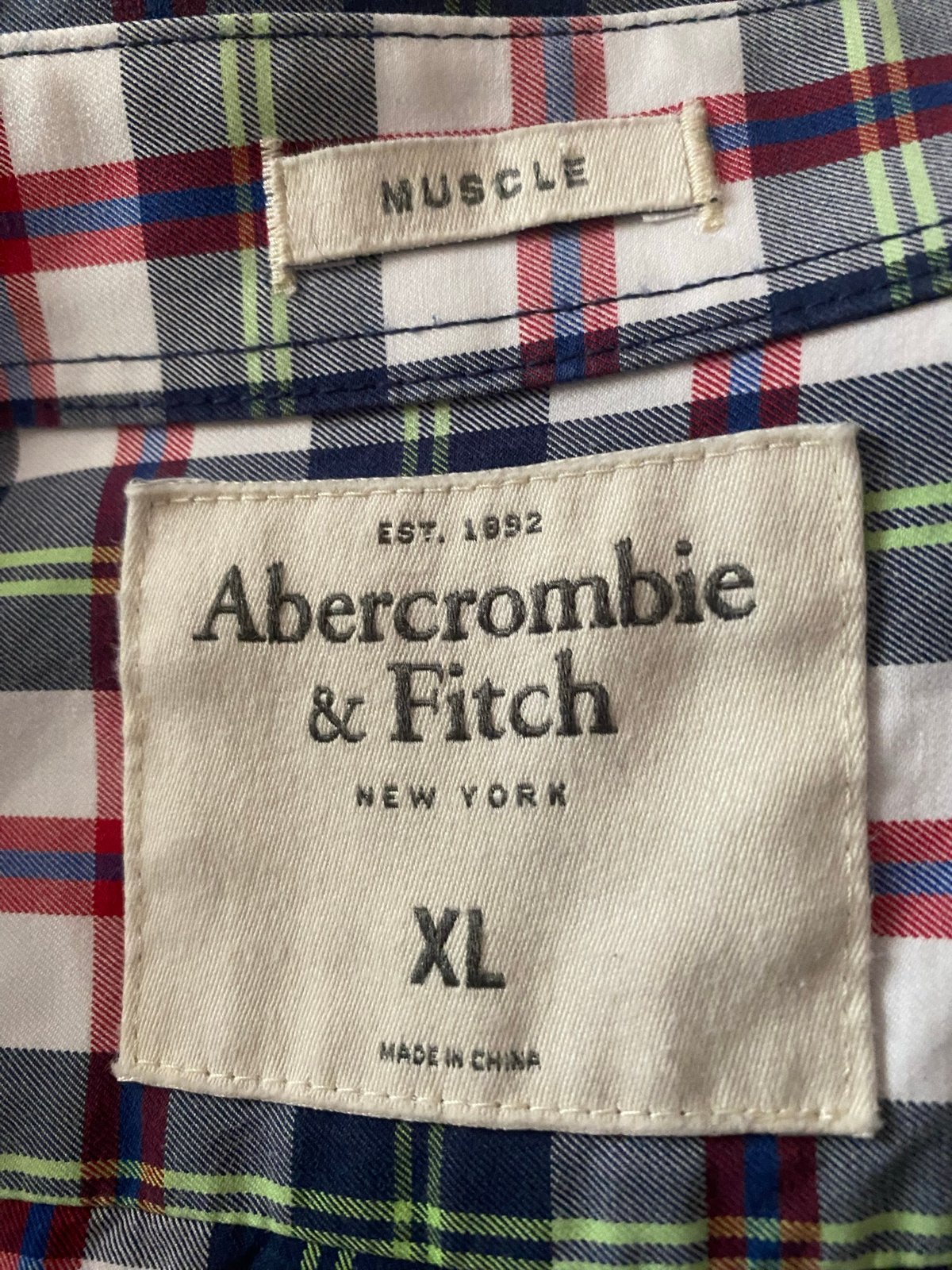 Abercrombie & Fitch geruite overhemden (5 stuks), Ophalen of Verzenden, Zo goed als nieuw, Meerkleurig, Halswijdte 43/44 (XL)