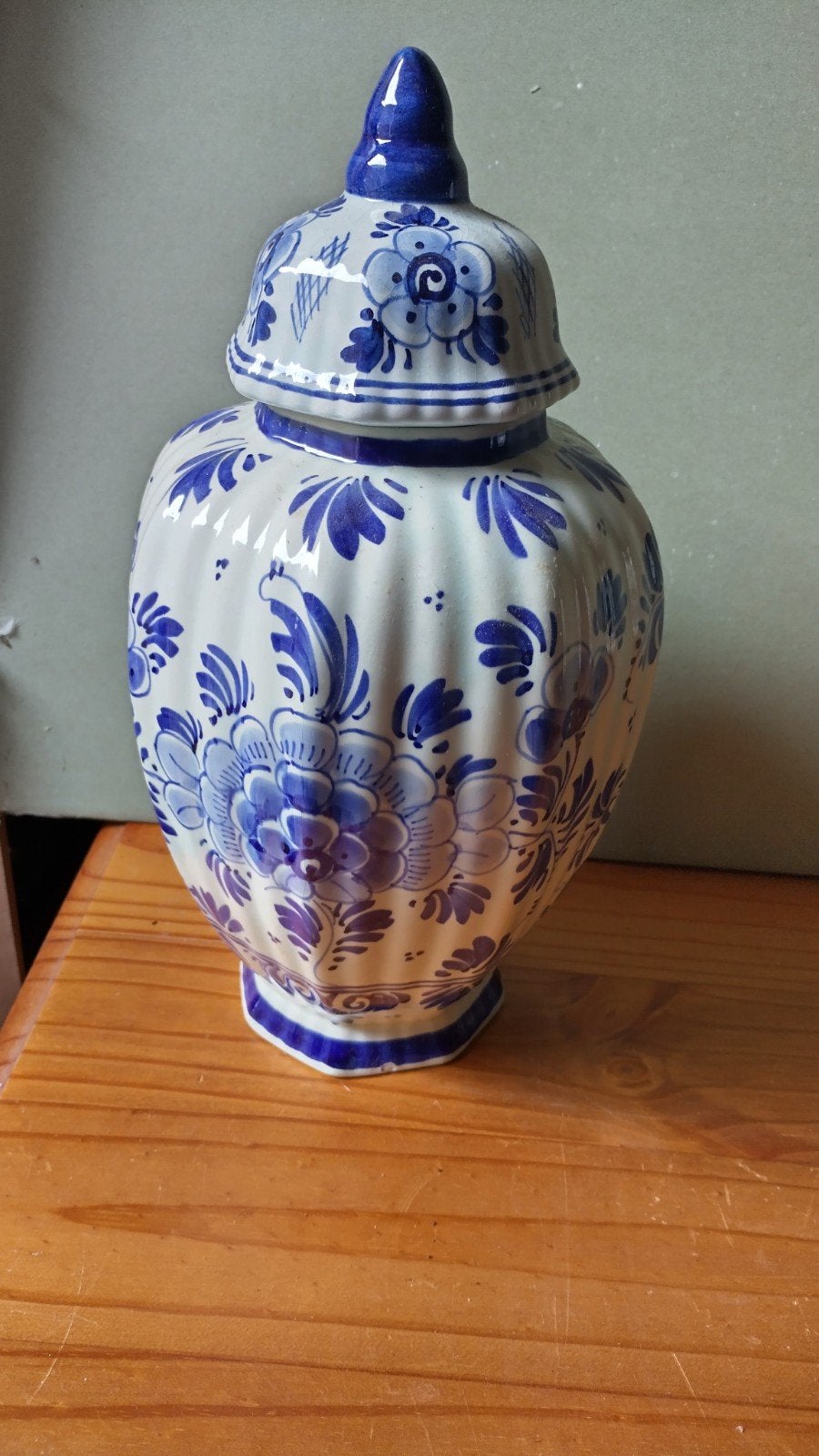 Delfts Blauw handgeschilderde gemberpot met deksel, Ophalen of Verzenden