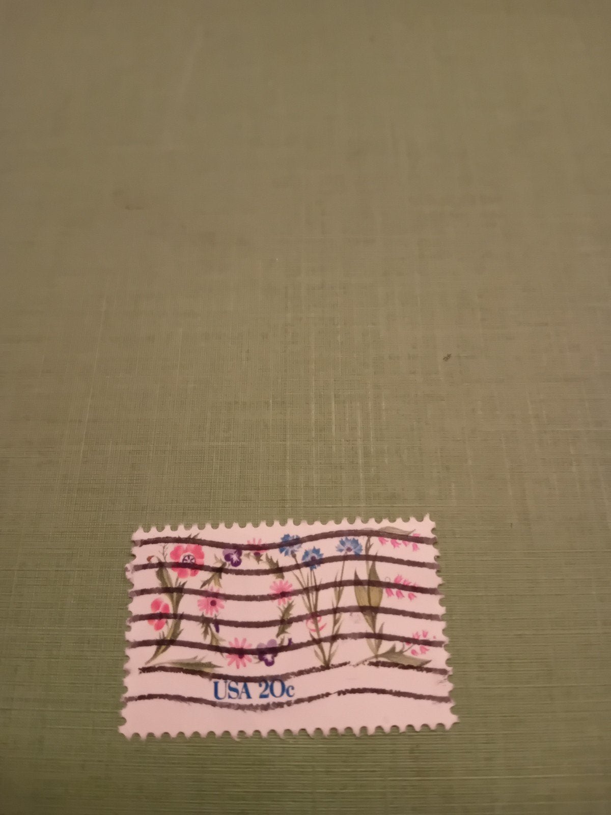 USA 20c Postzegel met bloemenmotief, Ophalen of Verzenden, Gestempeld