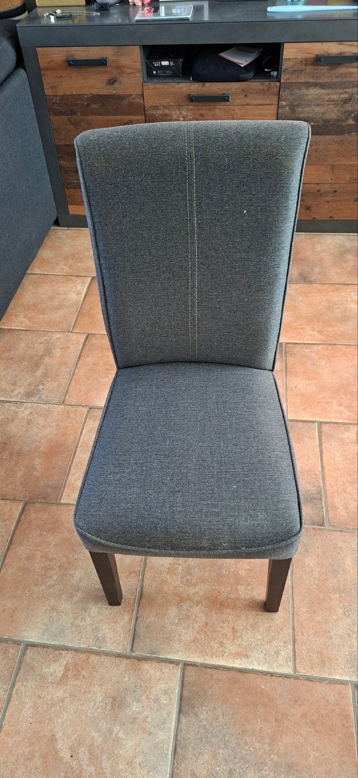 twee antraciet eetkamerstoelen, Huis en Inrichting, Ophalen, Grijs, Twee