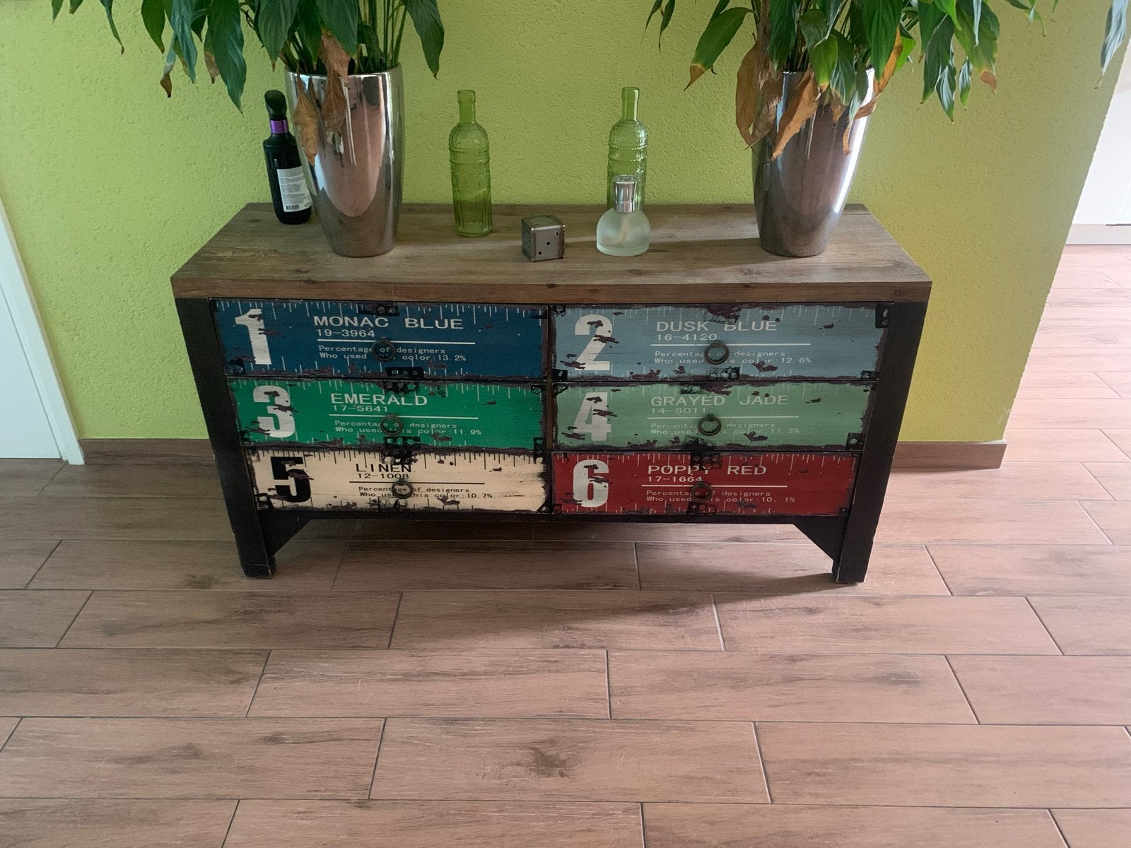 Industriële ladekast met 6 laden - Uniek design, Ophalen, Gebruikt, 50 tot 100 cm, Met lade(s)