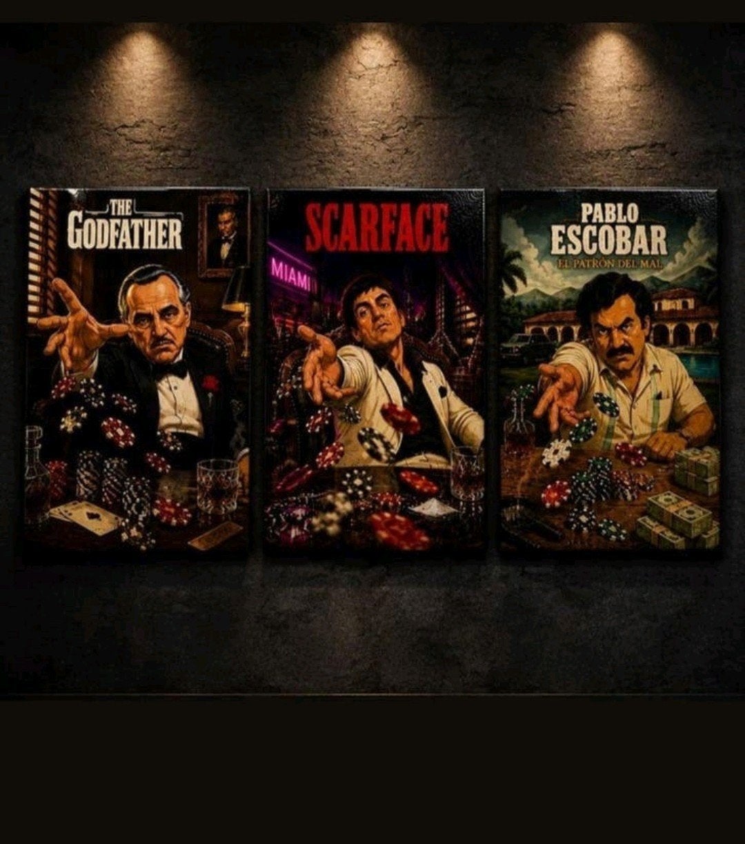 3 luik 120cm scarface, Nieuw, Ophalen of Verzenden, Schilderij, 100 tot 125 cm