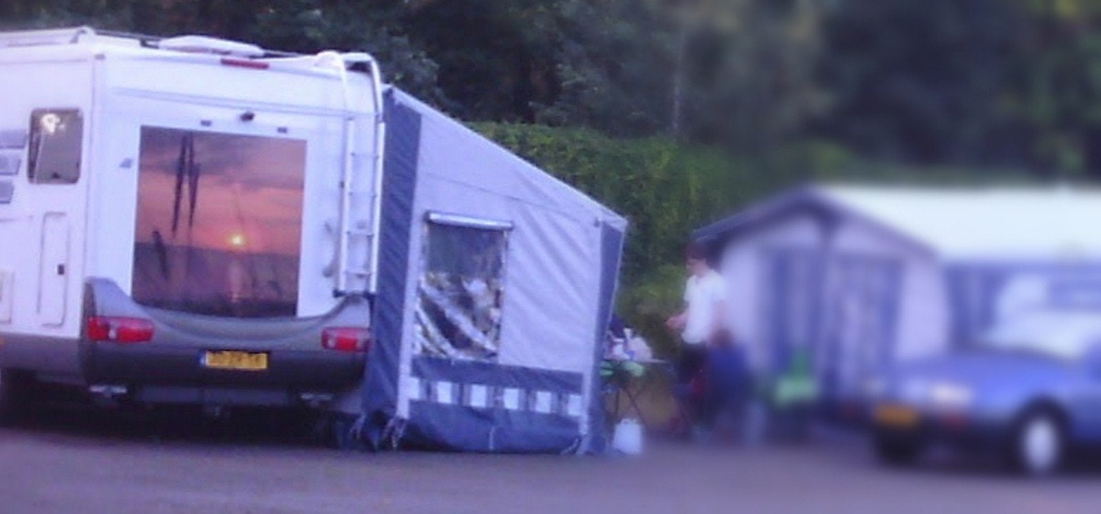 Voortent camper 420x220 met blauwe accenten, Ophalen