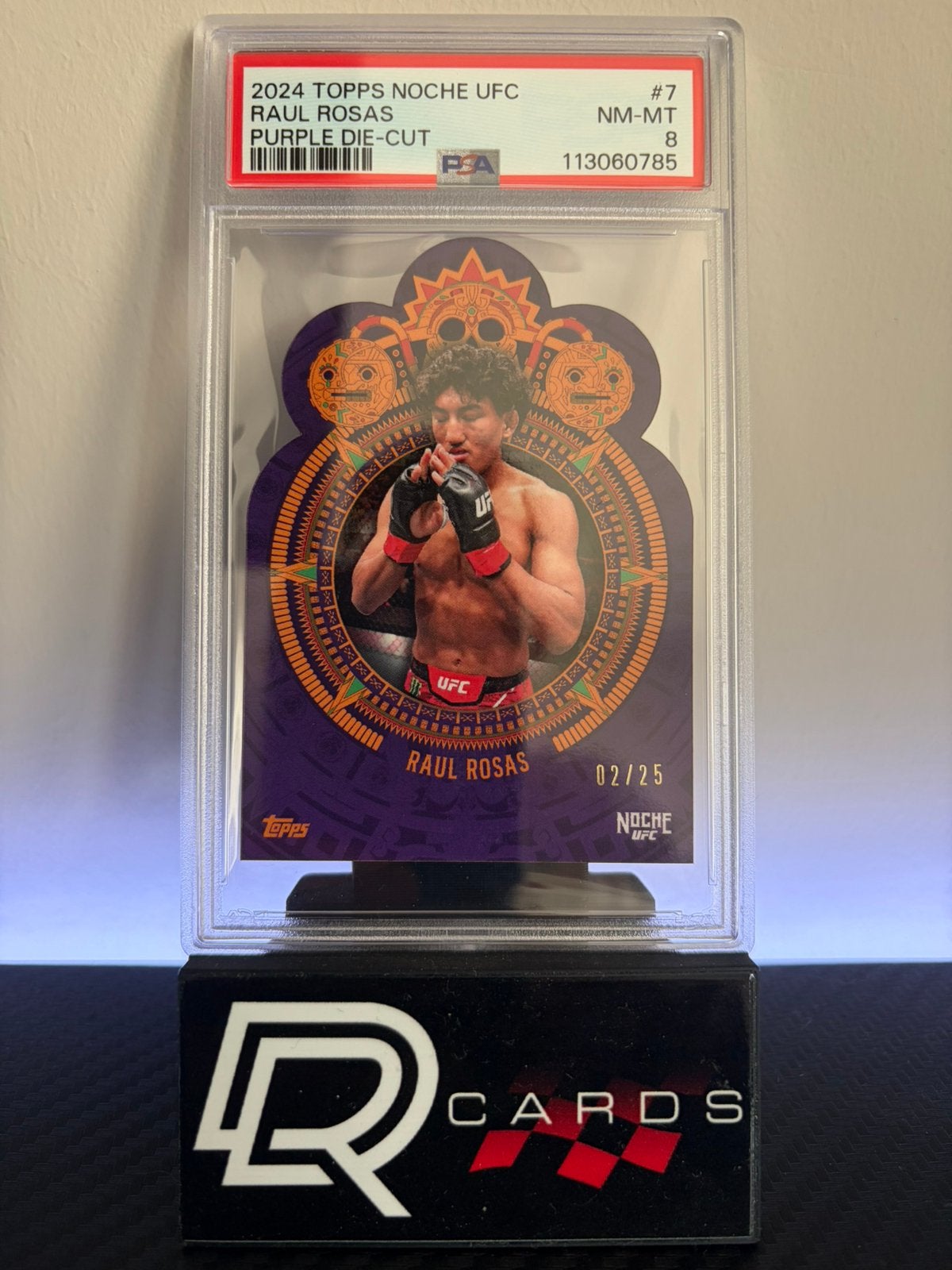 Raul Rosas Jr. /25 purple die-cut UFC Noche Topps PSA8, Ophalen of Verzenden, Zo goed als nieuw, Plaatje
