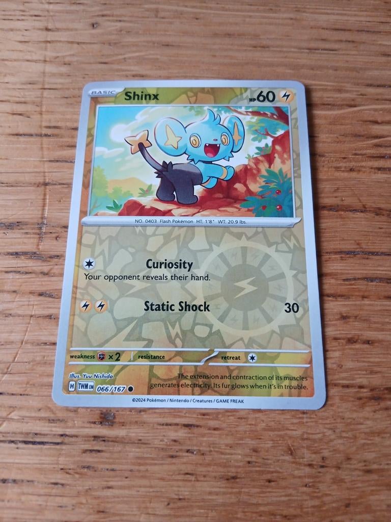 Pokémon Kaart Shinx 066/167 TWM EN - Zo goed als nieuw, Ophalen of Verzenden, Zo goed als nieuw, Losse kaart