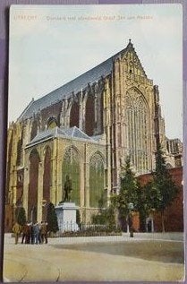 Utrecht domkerk met standbeeld Graaf jan van nassau, Ophalen of Verzenden, Voor 1920, Gelopen, Noord-Brabant