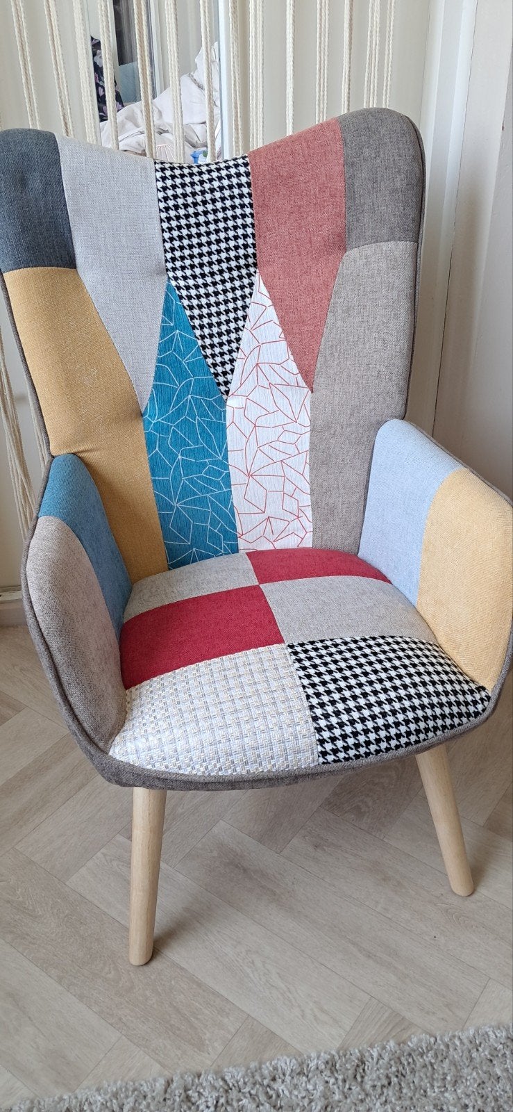 Prachtige patchwork fauteuil. In nieuwstaat., Huis en Inrichting, Fauteuils, Ophalen, Zo goed als nieuw, 75 tot 100 cm, 50 tot 75 cm