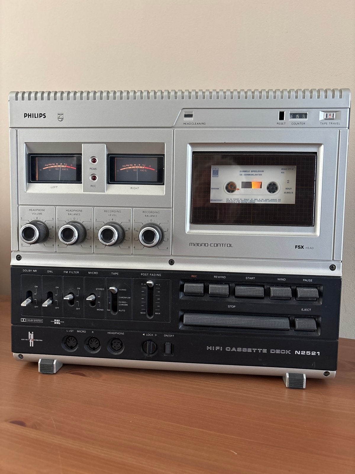 Philips N2521 HIFI Cassettedeck - Vintage Audio, Ophalen of Verzenden, Enkel, Philips, Tape counter